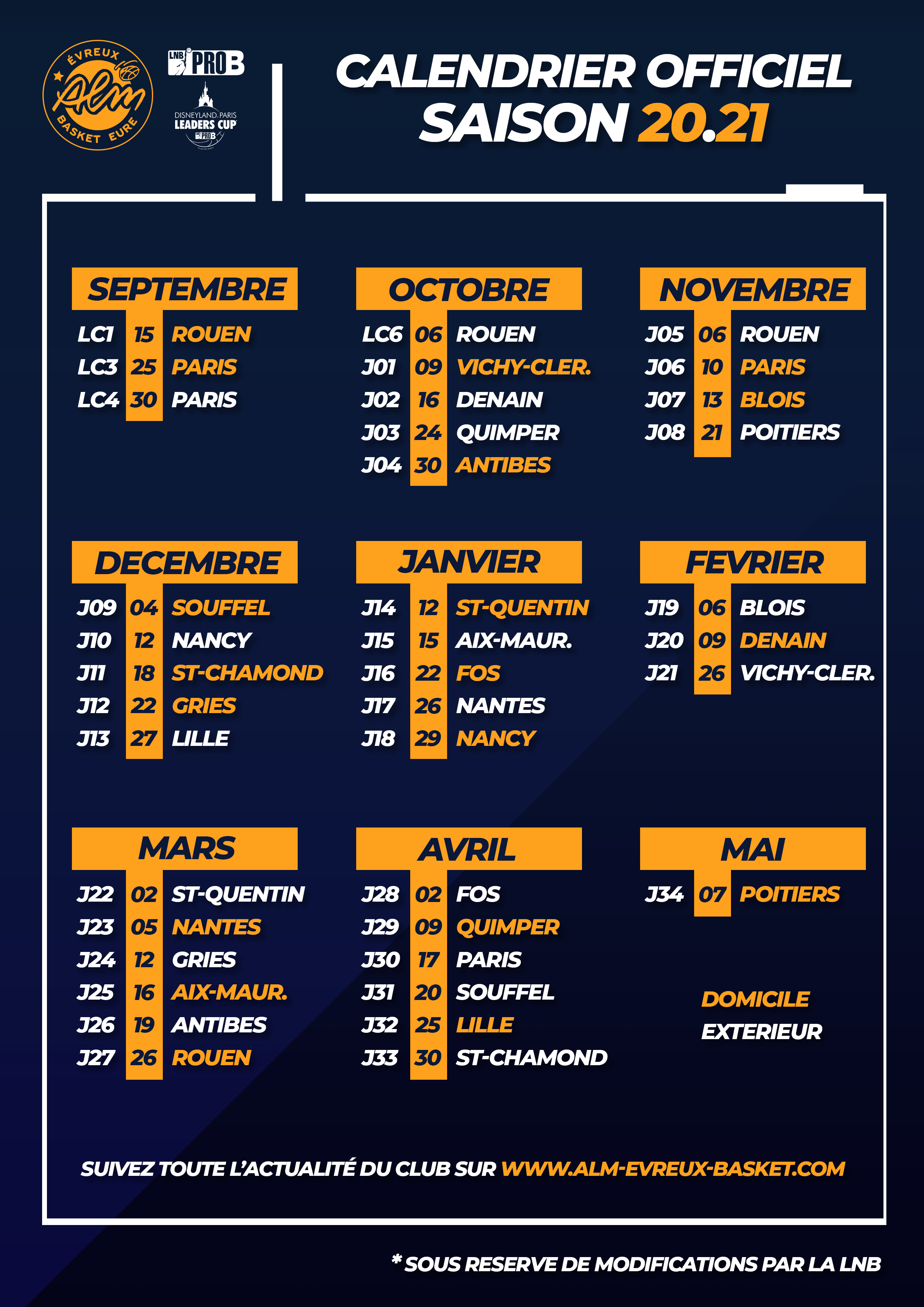 Calendrier Pro A Basket 2021 – Calendrier 2021